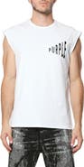 PURPLE BRAND Textured Sleeveless Cotton Graphic T-Shirt