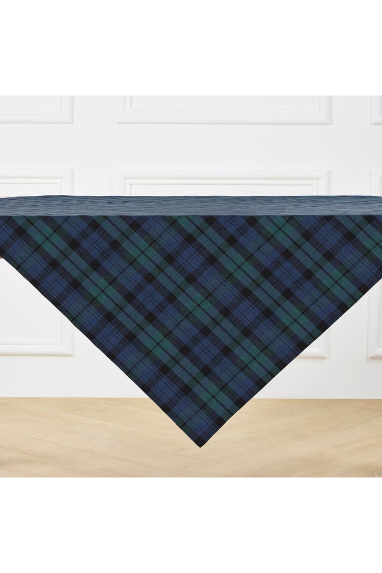 Linen Table Throw 52 x 52 Inch - Blackwatch Plaid, Alternate, color, Blue and Green