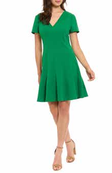 London Times Short Sleeve Fit & Flare Dress