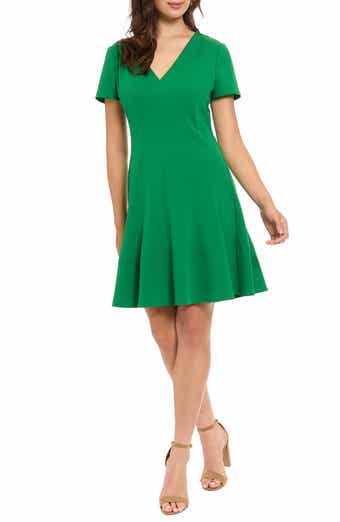 London Times Short Sleeve Fit & Flare Dress
