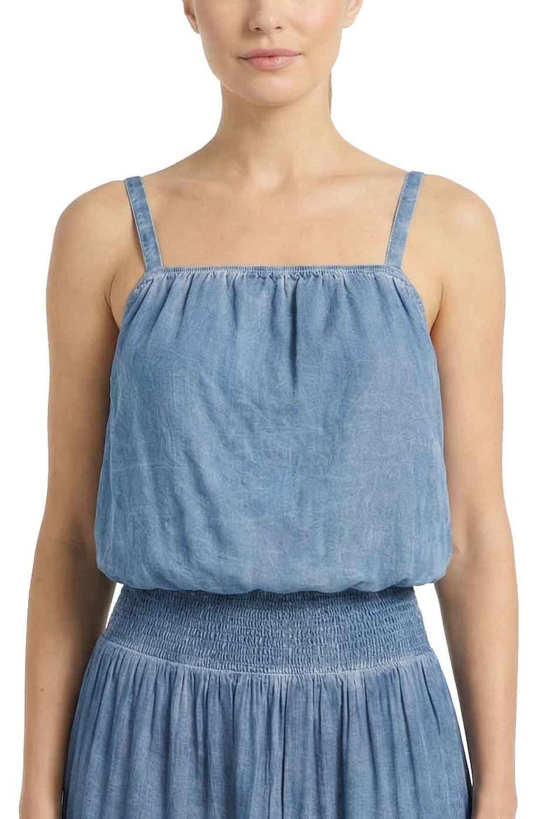 Dani Stonewash Denim-Look Bubble Crop Top, Alternate, color, Stonewash