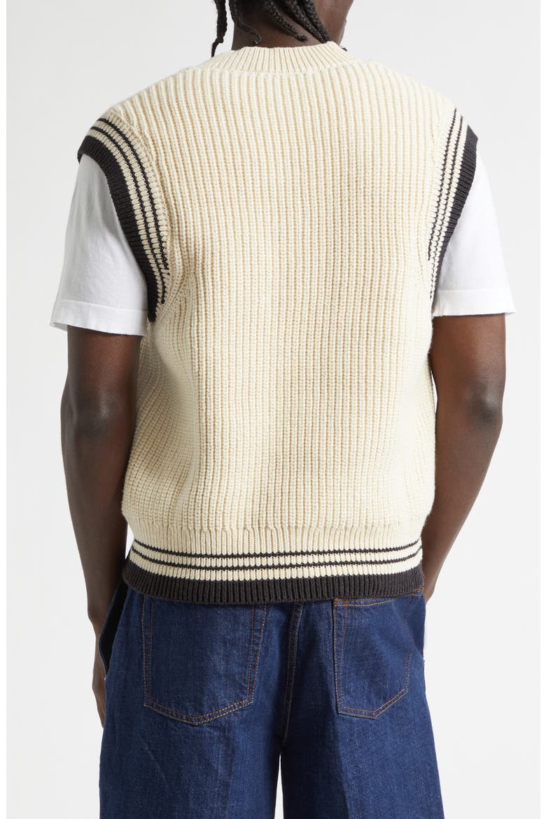 Ami de Coeur Rib Wool & Cotton V-Neck Sweater Vest, Alternate, color, BLANC CREME