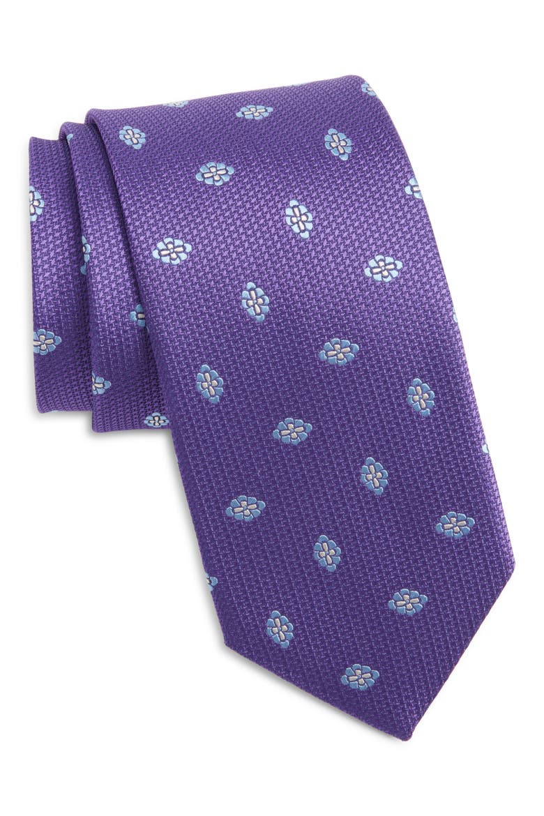 Geometric Silk Tie, Main, color, PURPLE
