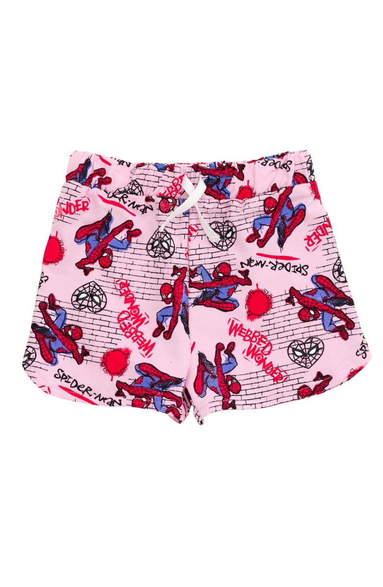 Marvel Spider-Man T-Shirt & French Terry Shorts Set, Alternate, color, Pink