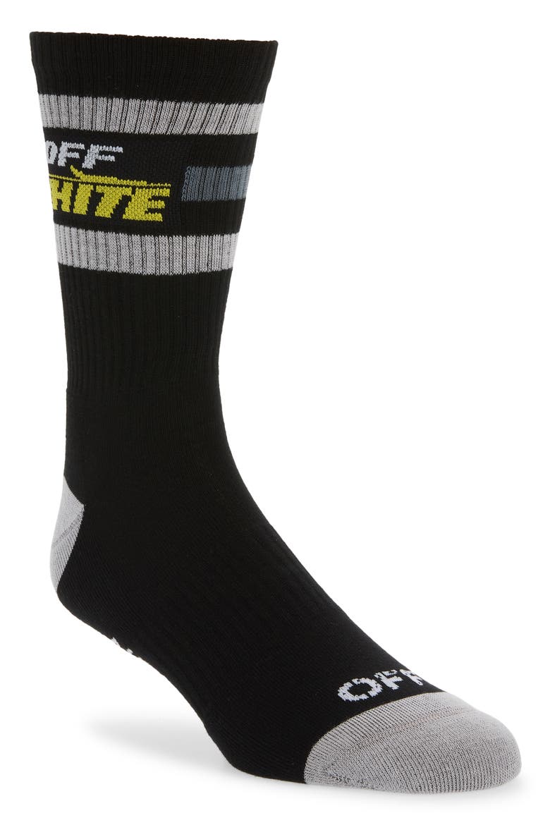Logo Sport Crew Socks, Main, color, BLACK/ YELLOW