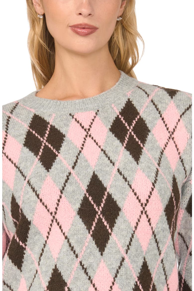 Argyle Crewneck Sweater, Alternate, color, LIGHT HEATHER GREY