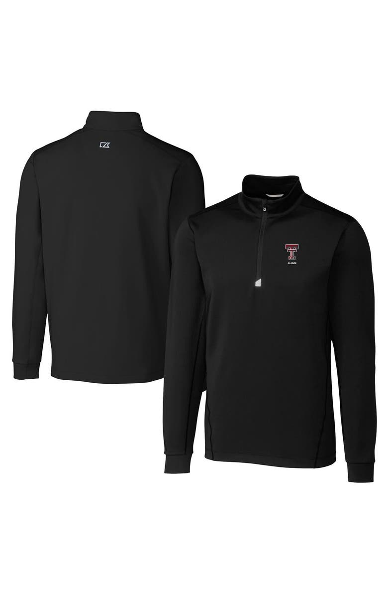 Cutter & Buck Men's Cutter & Buck  Black Texas Tech Red Raiders Alumni Logo Traverse Stretch Quarter-Zip Pullover Top, Main, color, 