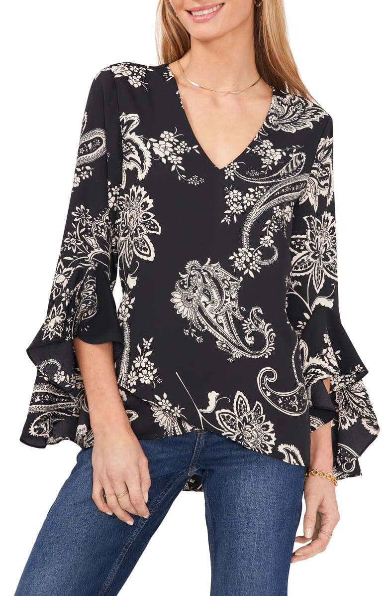 Vince Camuto Paisley Bell Sleeve Blouse, Main, color,
