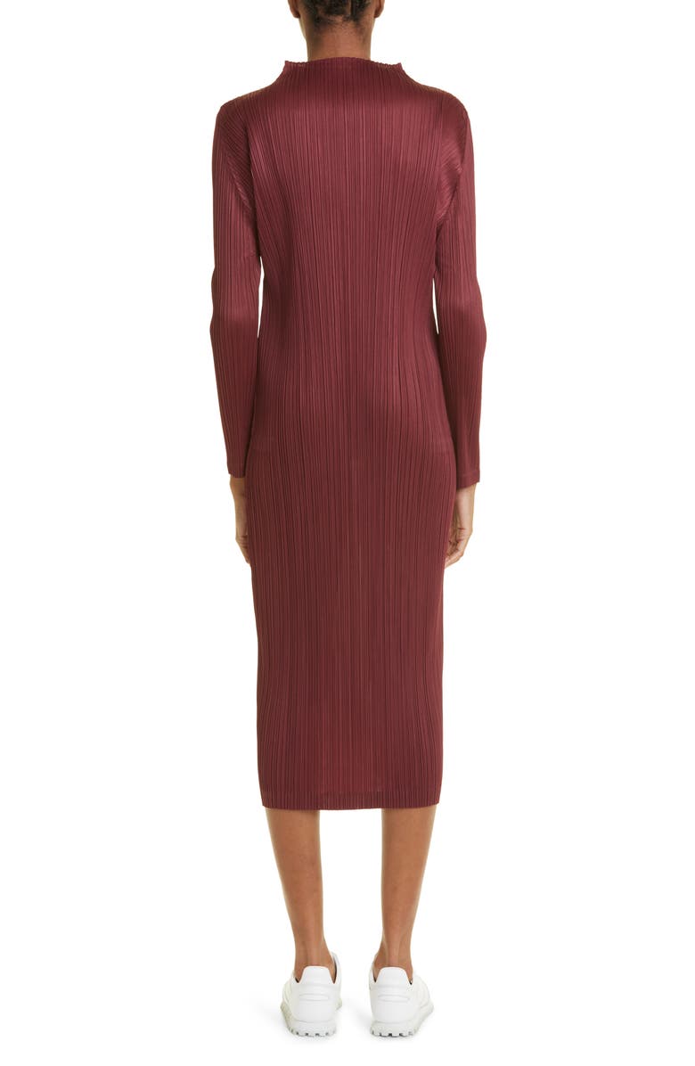 Pleats Please Issey Miyake Monthly Colors October Pleated Long Sleeve Midi Dress, Alternate, color, 
