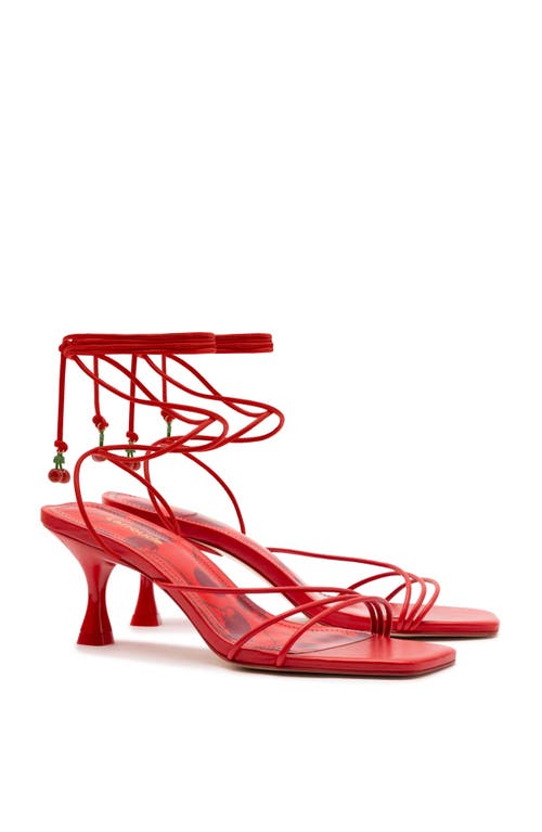 Larroude Women's Nadia Square Toe Strappy Mid Heel Sandals In Red