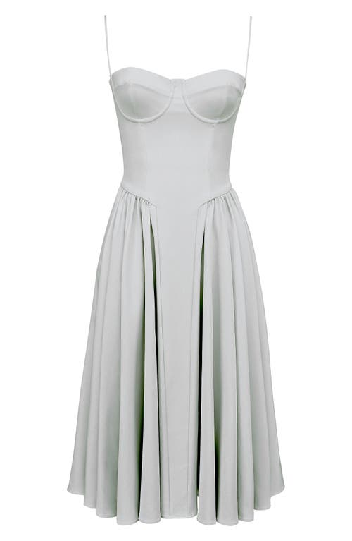 House Of Cb Womens Samaria Corseted Woven Midi Dress Dove Grey Xs In Dove Grey