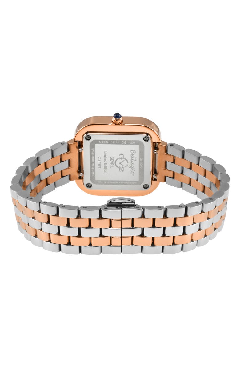 GV2 Bellagio Diamond Swiss Bracelet Watch, 30mm, Alternate, color, Two-Tone Ss/ Rose Gold