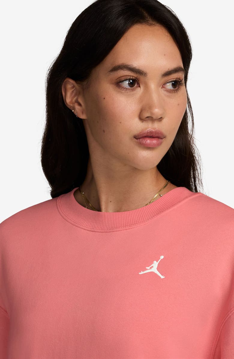 Jordan Brooklyn Fleece Crewneck Sweatshirt, Alternate, color, Pink Salt/ White