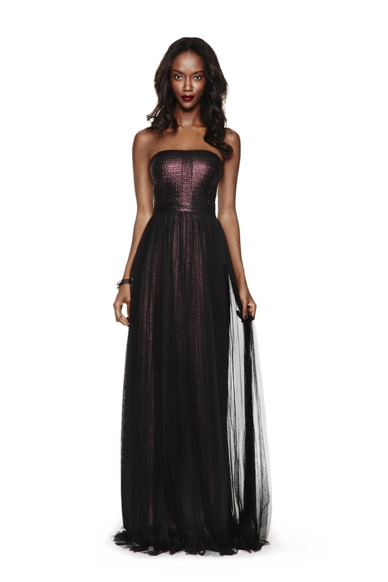 Shimmer Jacquard Gown, Alternate, color, ORCHID