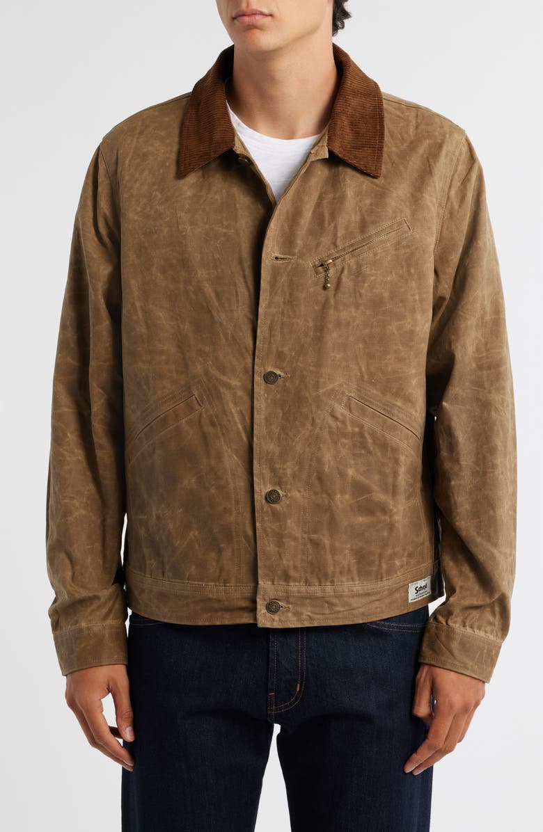 Schott NYC Waxed Cotton Mechanic's Jacket, Alternate, color, Brown