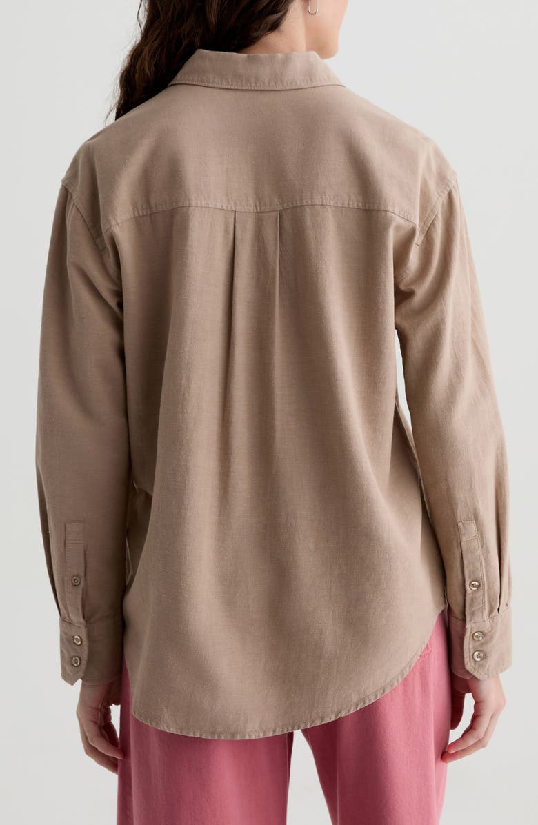 AG Addison Linen Blend Button-Up Shirt, Alternate, color, Simple Taupe