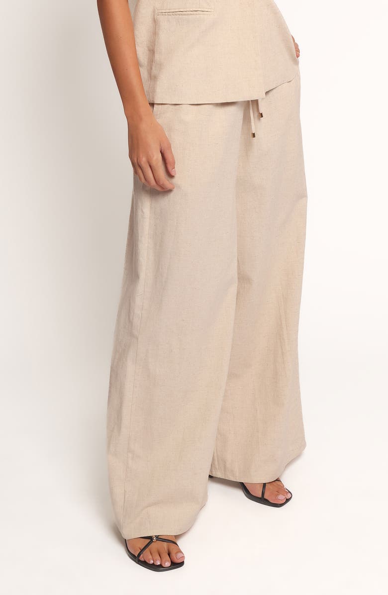 Petal & Pup Trula Linen & Cotton Drawstring Wide Leg Pants, Alternate, color, Oatmeal