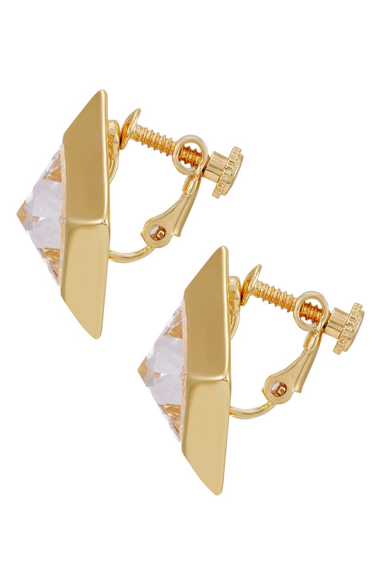 Vince Camuto Crystal Clip-On Earrings, Alternate, color, Gold Tone