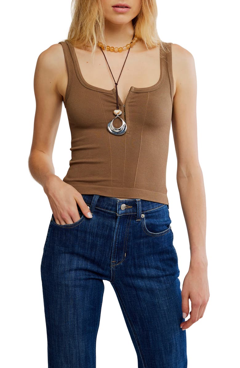 Free People Simply Soft Cotton Blend Tank, Main, color, Teak