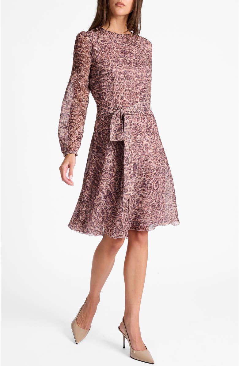 Santorelli Rovela Long Sleeve Fit and Flare Dress, Main, color, Dusty Lilac Multi