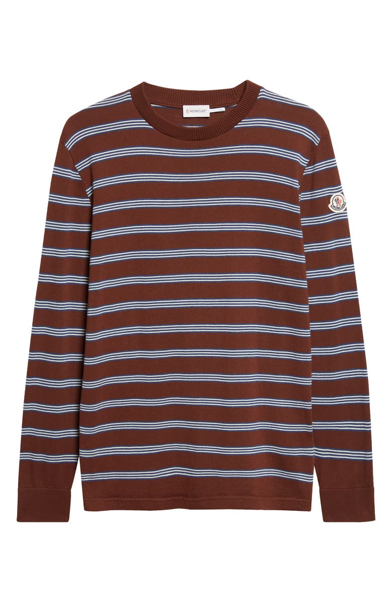 Moncler Stripe Long Sleeve T-Shirt, Alternate, color, Brown