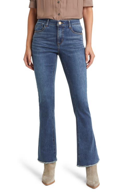 'Ab'Solution Frayed High Waist Bootcut Jeans (Blue Artisanal) (Nordstrom Exclusive)