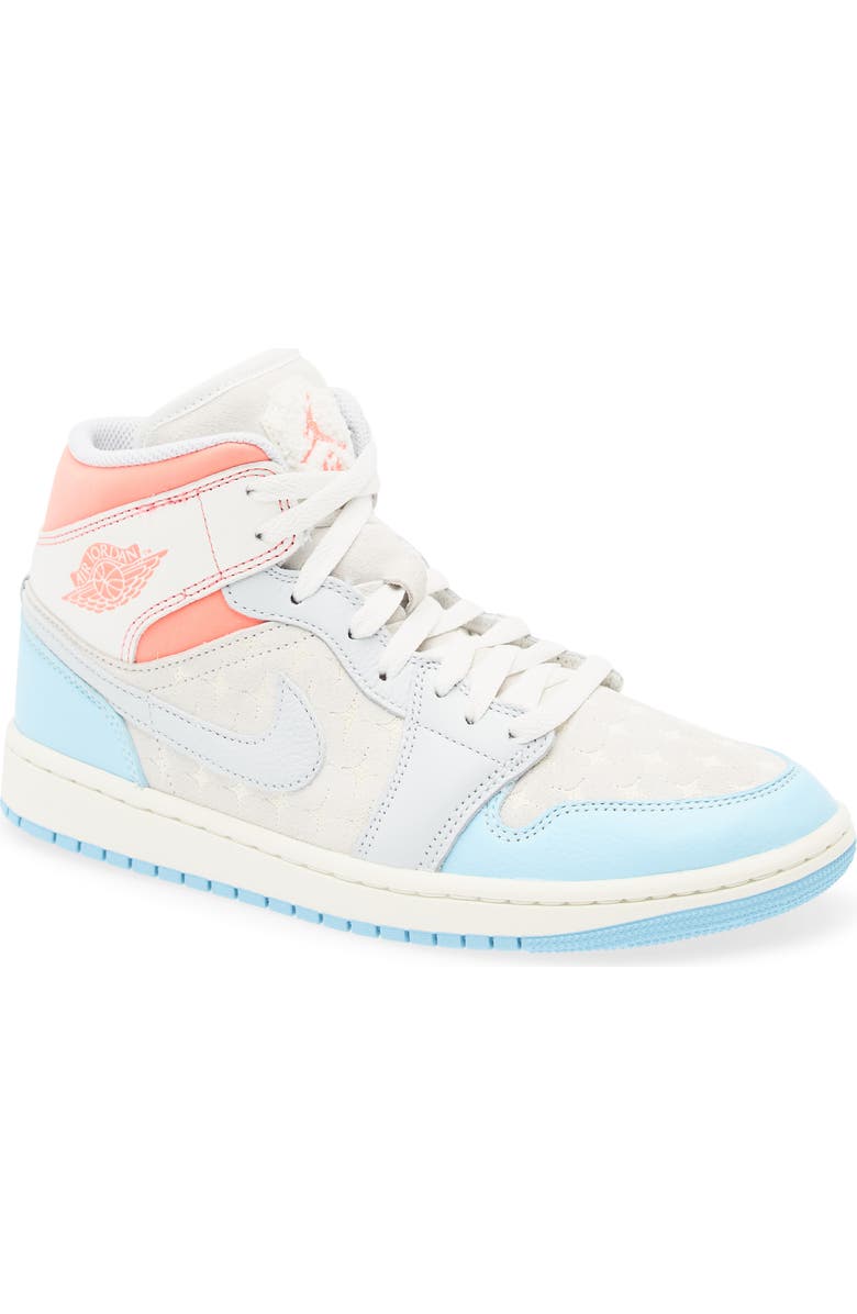 Jordan Air Jordan 1 Mid Basketball Sneaker, Main, color, Sail/ Blue Chill/ Lava/ Muslin