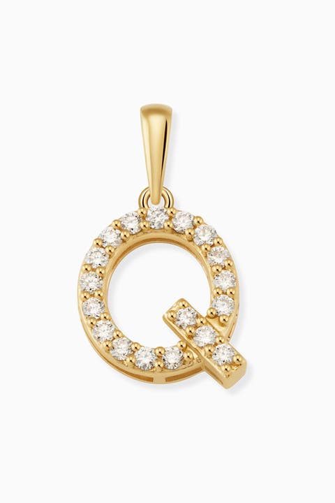 14K Gold Luxe Letter Diamond Initial Pendant Charm