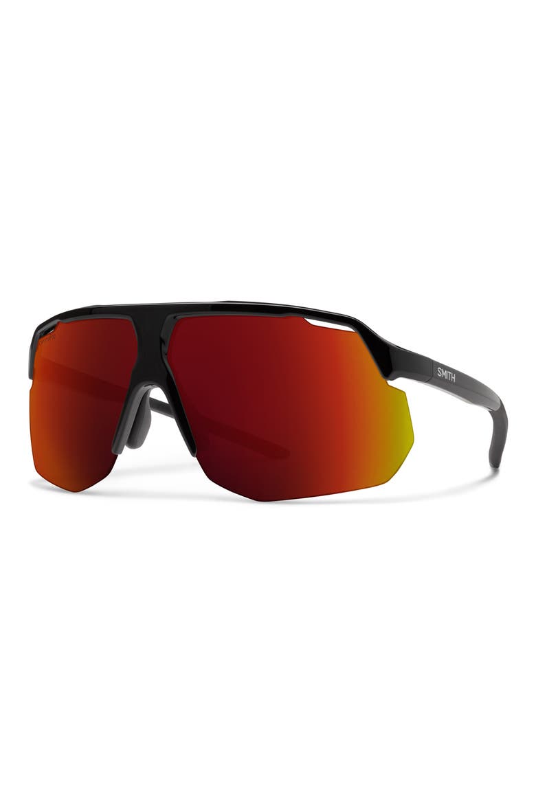 Motive 74mm ChromaPop™ Polarized Shield Sunglasses, Alternate, color, BLACK / CHROMAPOP RED