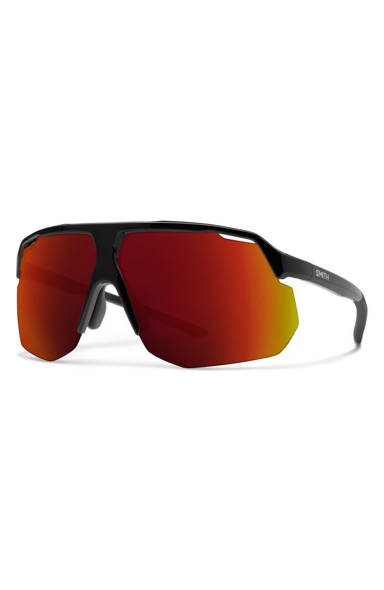 Smith Motive 74mm ChromaPop<sup>™</sup> Polarized Shield Sunglasses, Alternate, color, Black / Chromapop Red