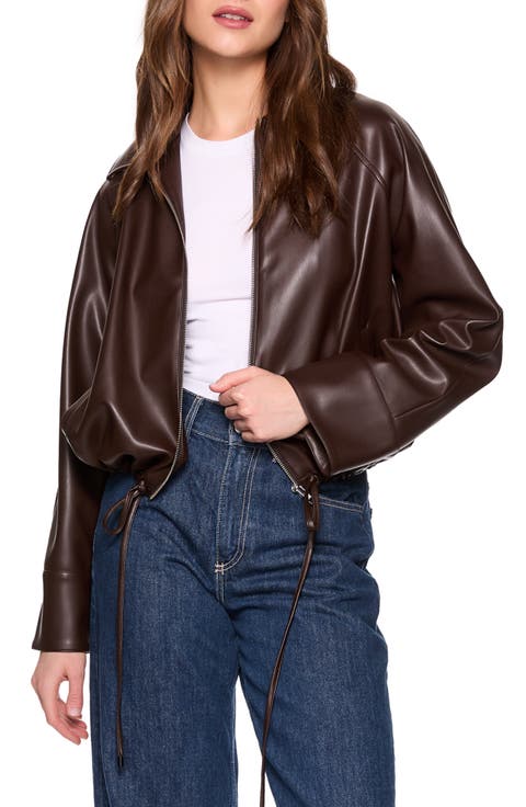 Faux Leather Full Zip Jacket