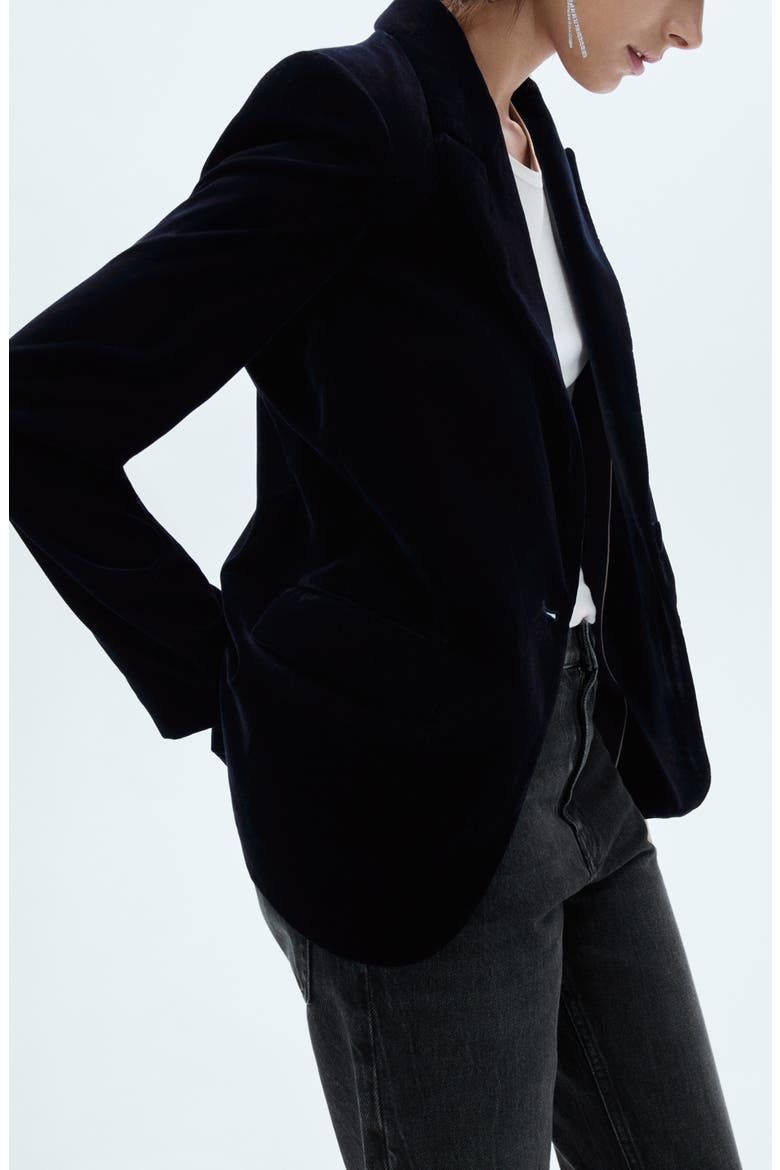 Structured Velvet Blazer, Alternate, color, DARK BLUE