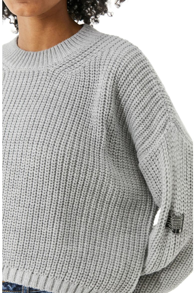 Shaker Stitch Crop Sweater, Alternate, color, GREY