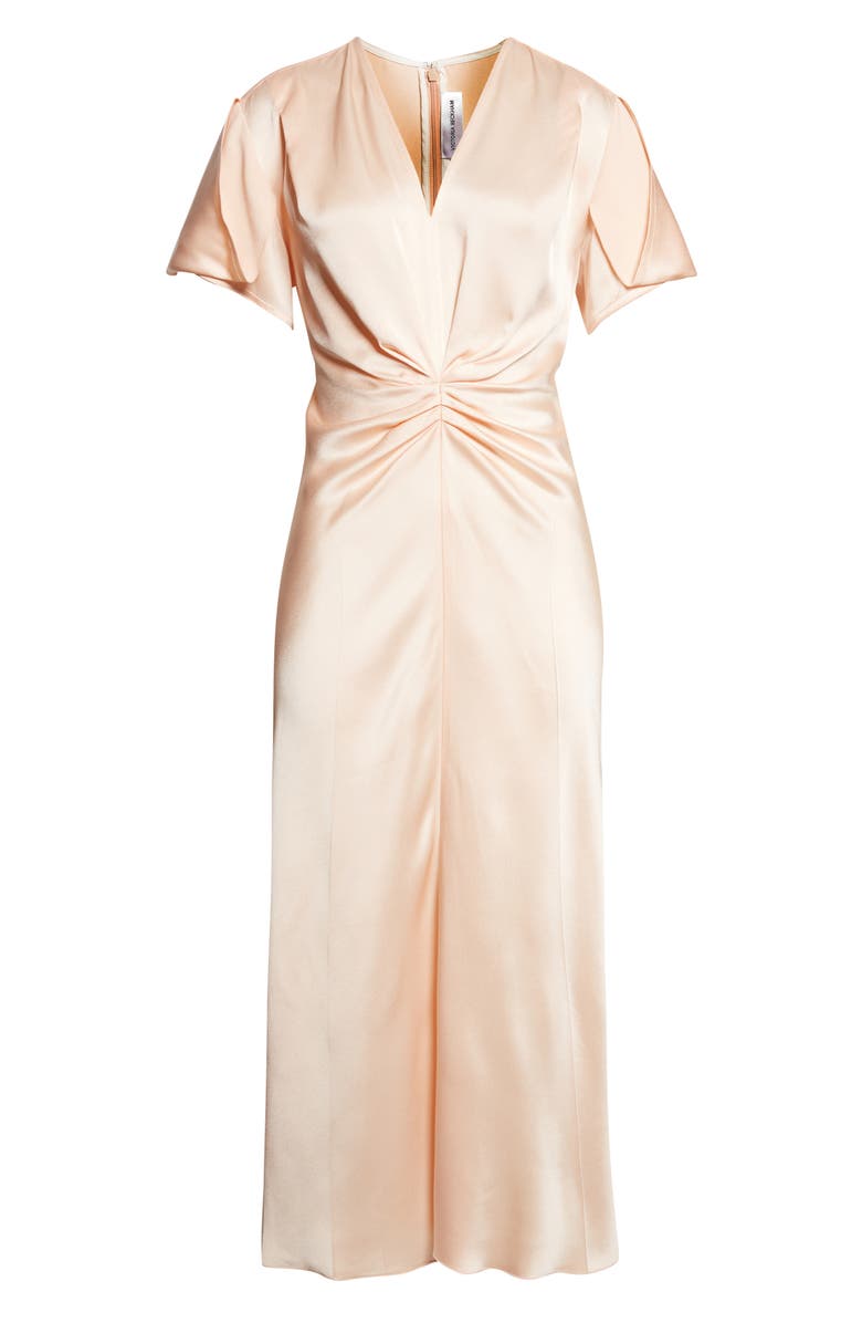 Victoria Beckham Eve Ruched Satin Trumpet Dress, Main, color, Blossom