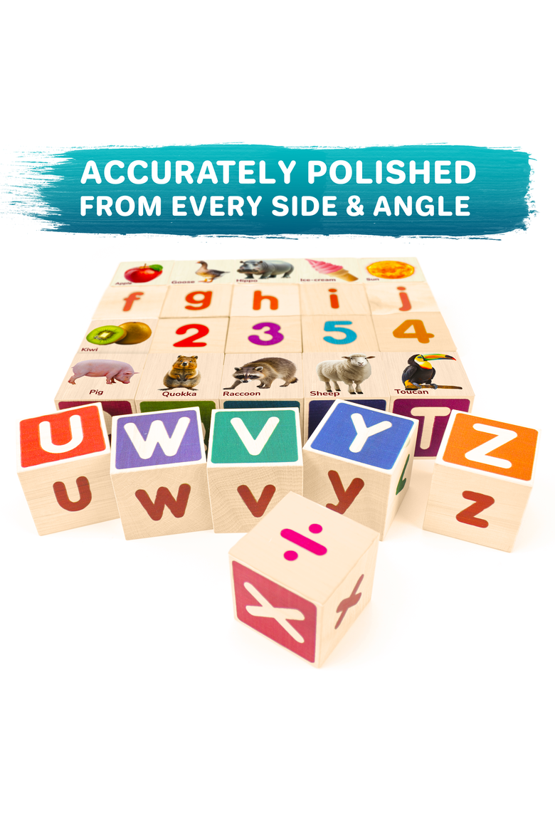 Wooden Alphabet Blocks & Puzzle Board Set, Alternate, color, Realistic