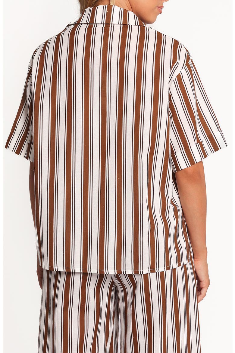 Thalia Stripe Cotton & Linen Button-Up Shirt, Alternate, color, CHOCOLATE STRIPE