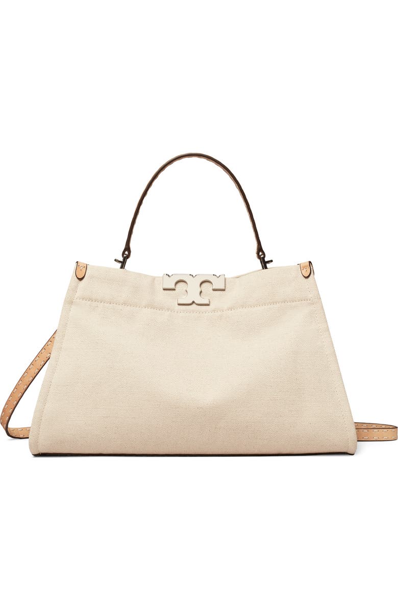 Tory Burch Mini Eleanor Canvas Satchel, Main, color, Natural