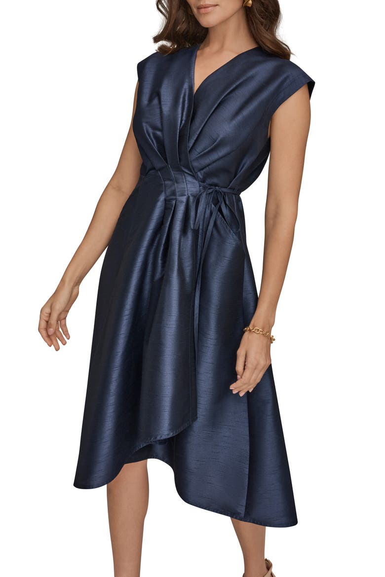 Taffeta Wrap Midi Dress, Alternate, color, TAFFETA BLUE