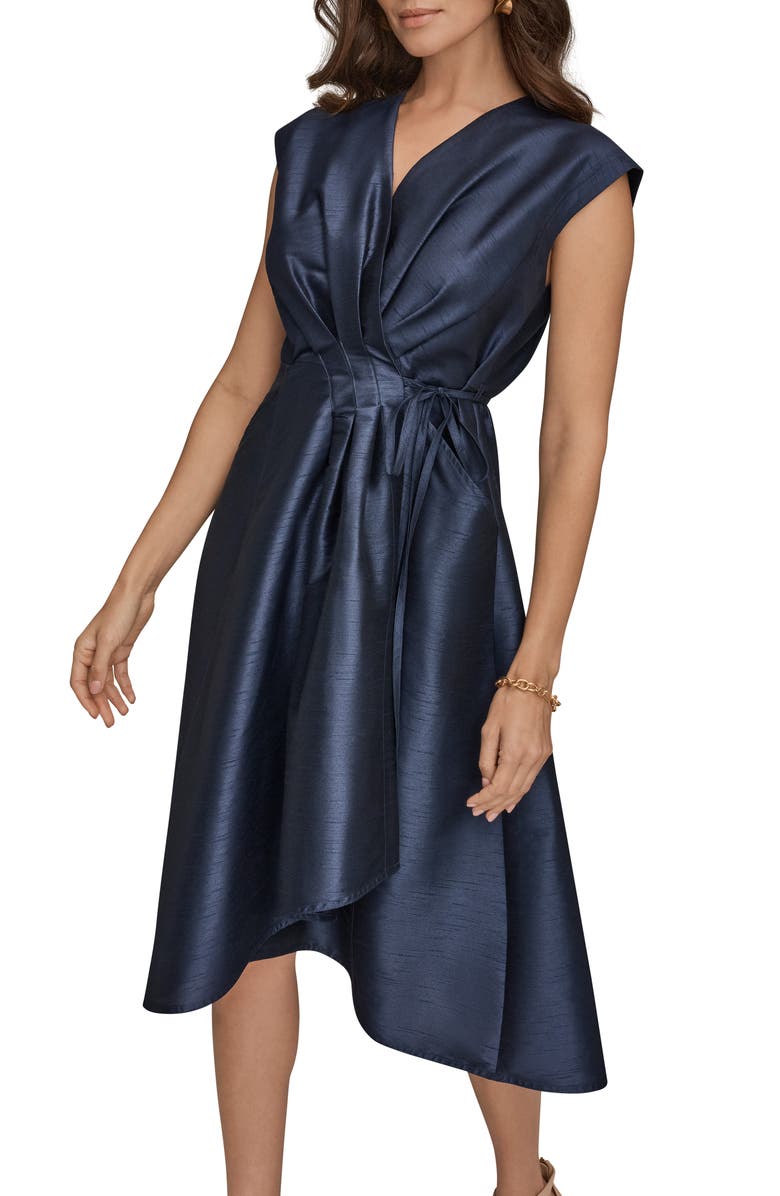 Donna Karan New York Taffeta Wrap Midi Dress, Alternate, color, Taffeta Blue