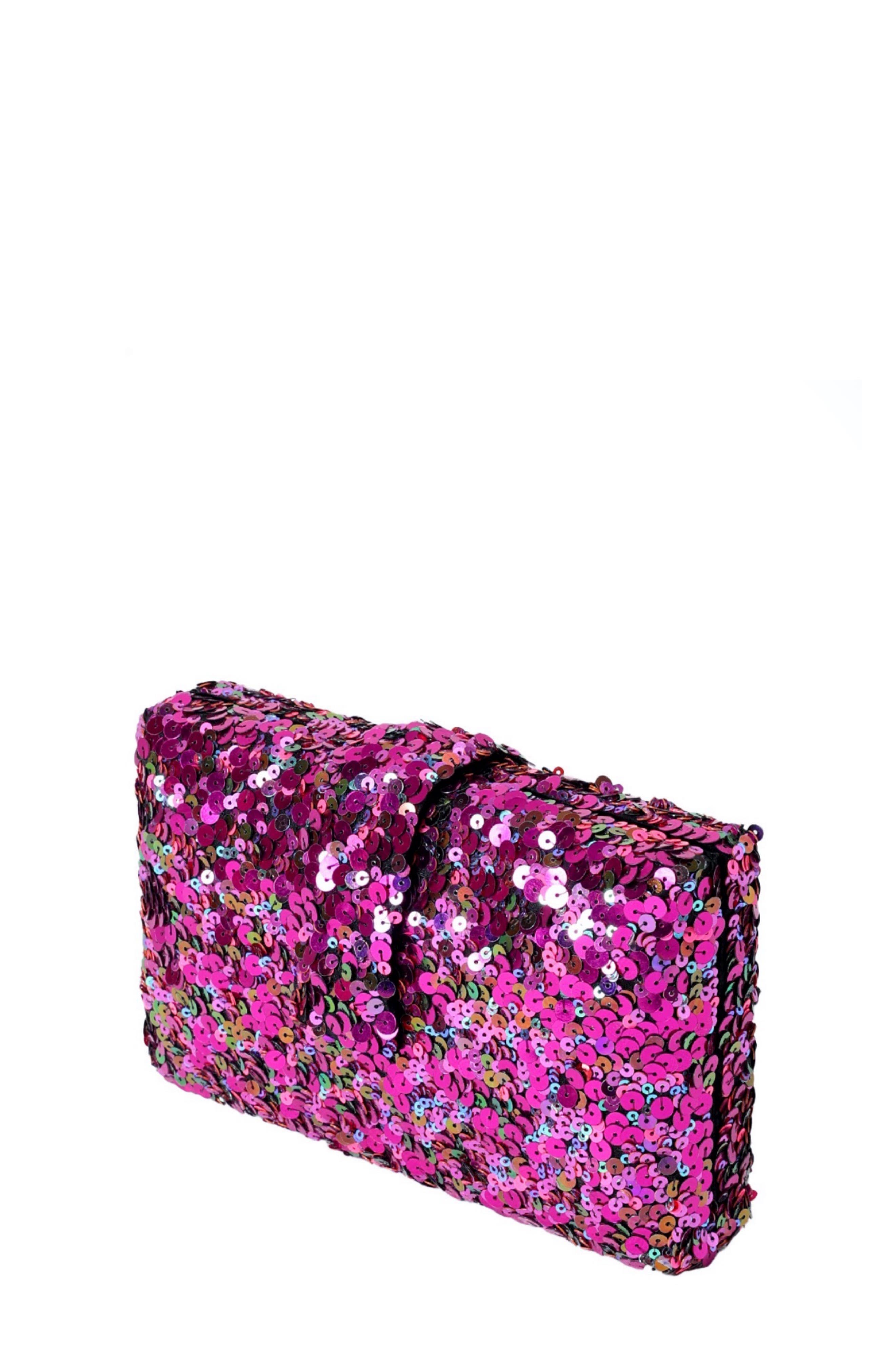 Simitri Classic Sequin Kitsch Clutch, Alternate, color, Radiant Rani