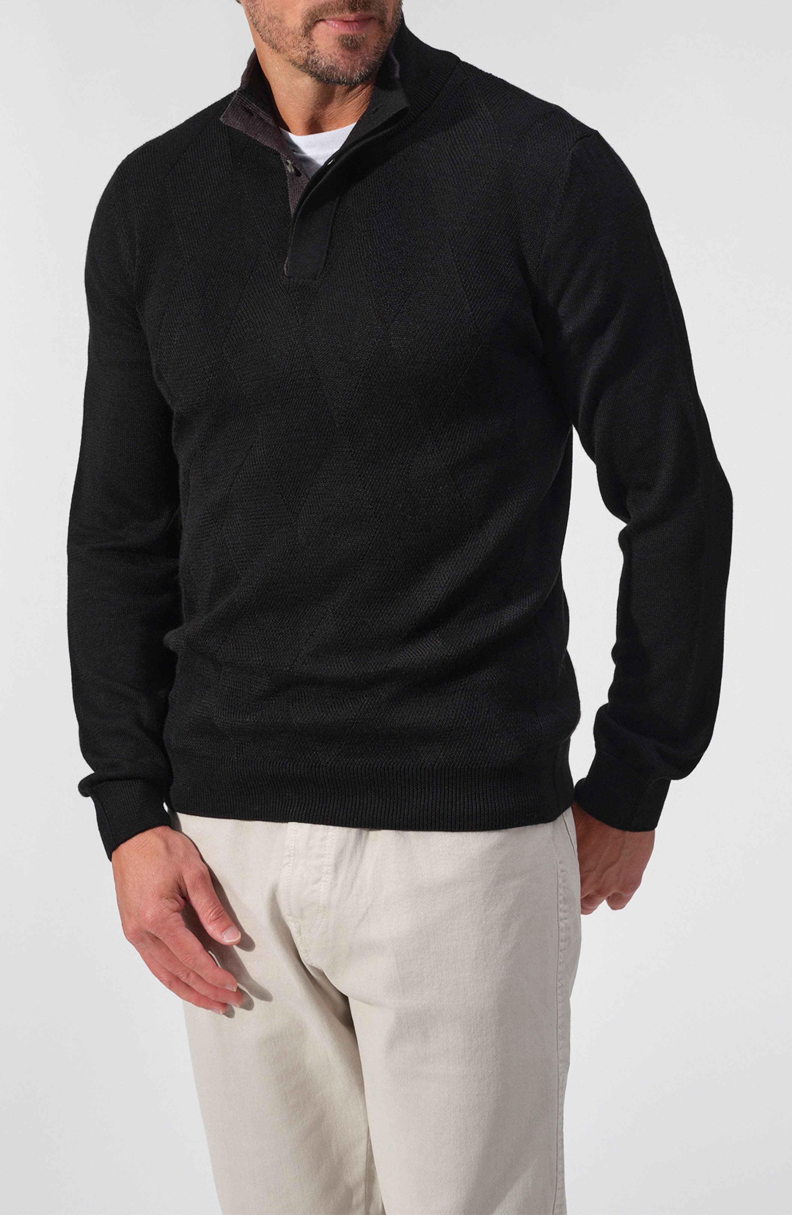 Merino Wool Button Pullover Sweater