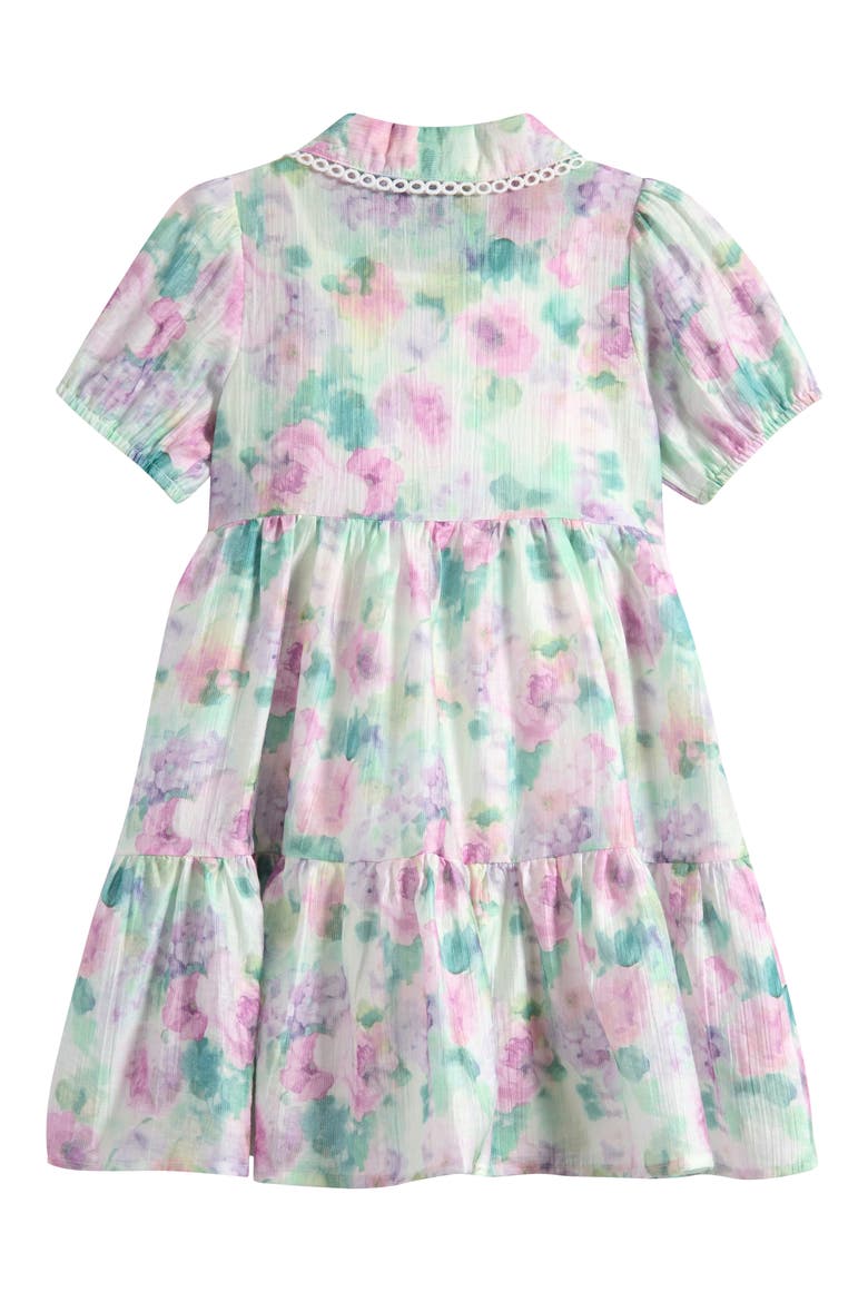 Kids' Floral Puff Sleeve Tiered Party Shirtdress, Alternate, color, LILAC