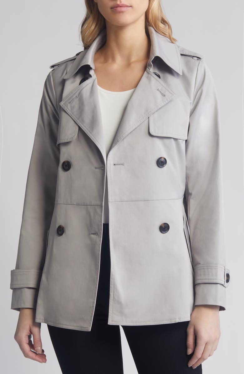 BCBGMAXAZRIA Double Breasted Belted Trench Coat, Alternate, color, 
