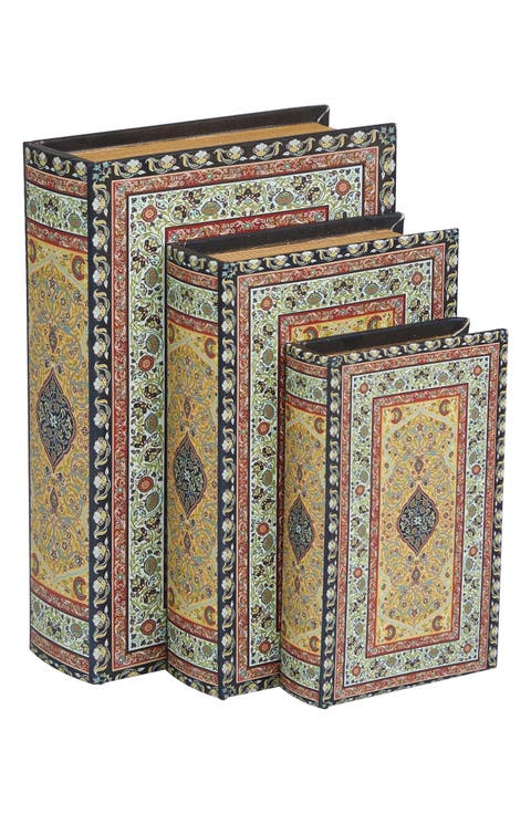 Set of 3 Canvas Faux Book Boxes