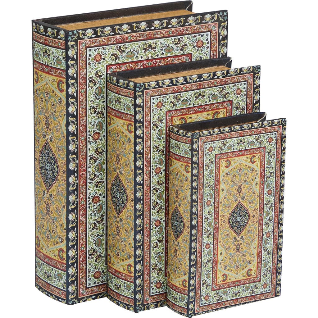 Sonoma Sage Home Set Of 3 Canvas Faux Book Boxes In Multi Colored