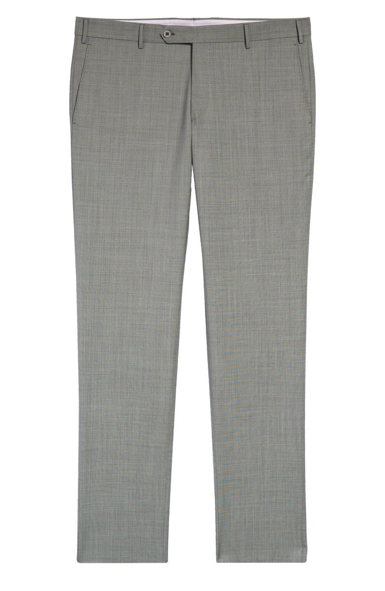 Zanella Parker Flat Front Sharkskin Wool Trousers, Main, color,