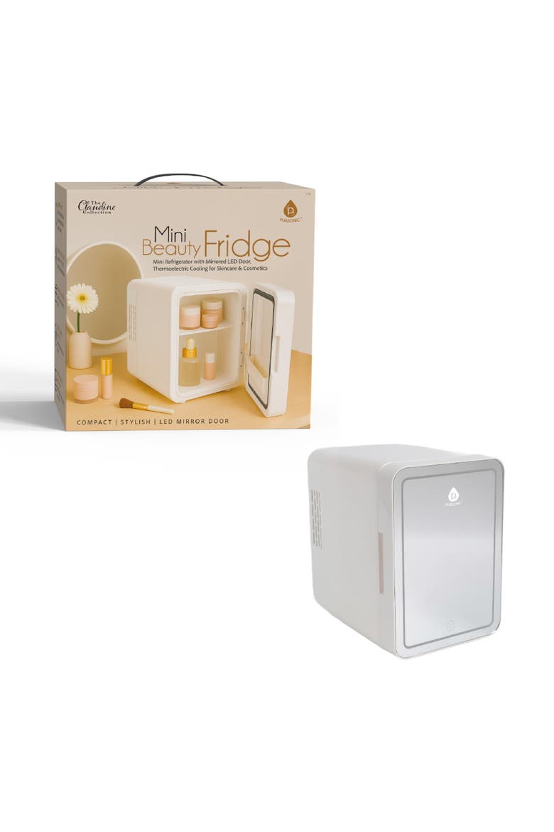 Mini Beauty Fridge with LED Mirror Door, Main, color, White