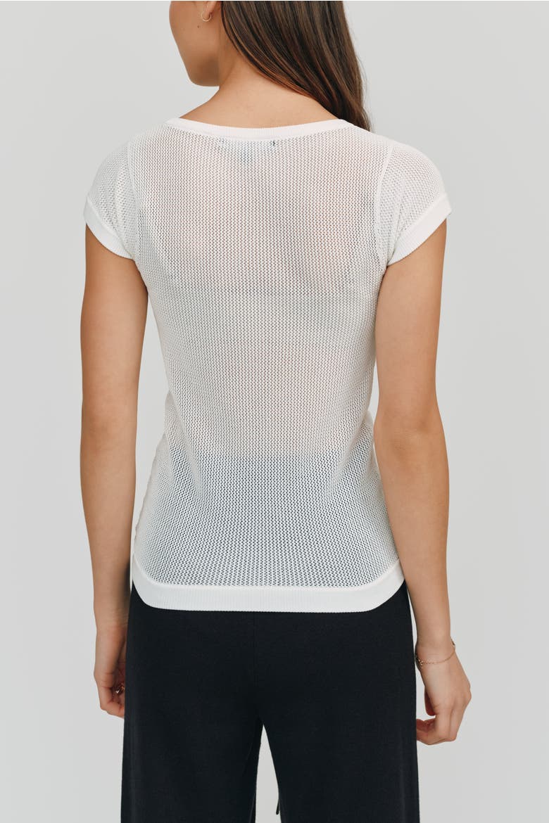 Ella Mesh Tee, Alternate, color, White
