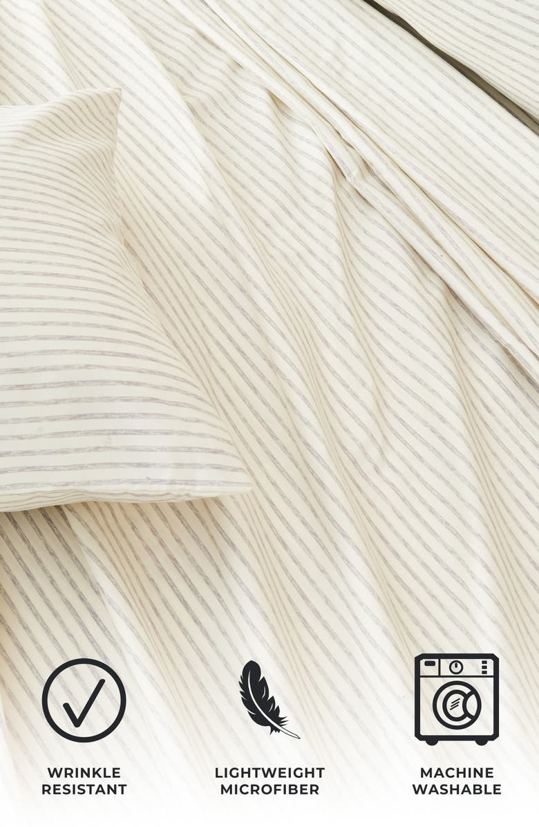 Woven & Weft Stripe Microfiber Sheet Set, Alternate, color, Light Grey