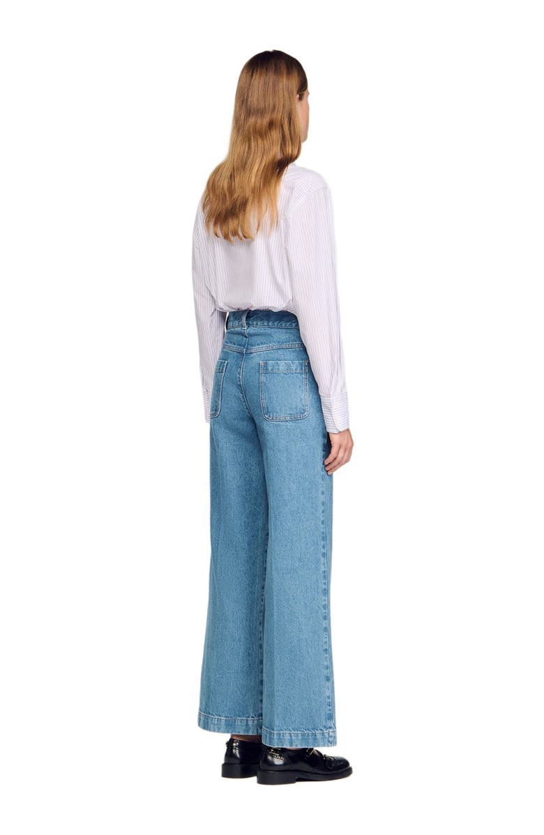 SANDRO Wide-leg high-rise jeans, Alternate, color, Blue Jean